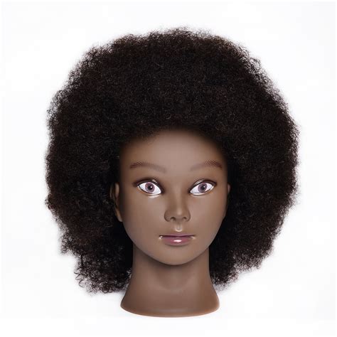 Curl African American Mannequin Head With 100 Human Hair Cosmetology Afro Hair Mannequin Head