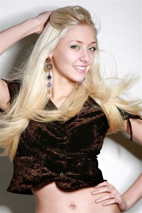 Blonde Woman Portrait Healthy Beautiful Blond Thinking Stock Photos