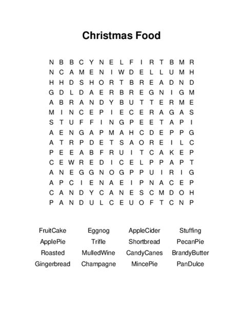 Christmas Food Word Search