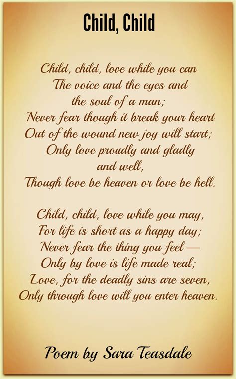 Child Child Sara Teasdale Poetry For All Seasons And Emotions