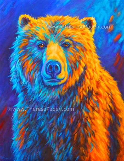 Paintings By Theresa Paden Large Grizzly Bear Painting In Bright