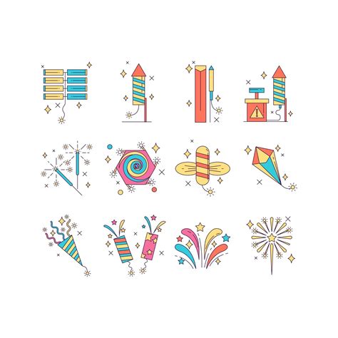 Set Of Fireworks Icons 2548065 Vector Art At Vecteezy