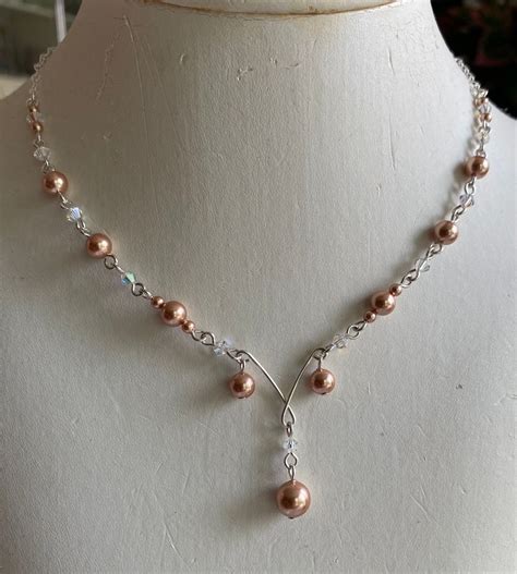 Sterling Silver Bridal Pearl And Crystal Necklacebridesmaid Necklace