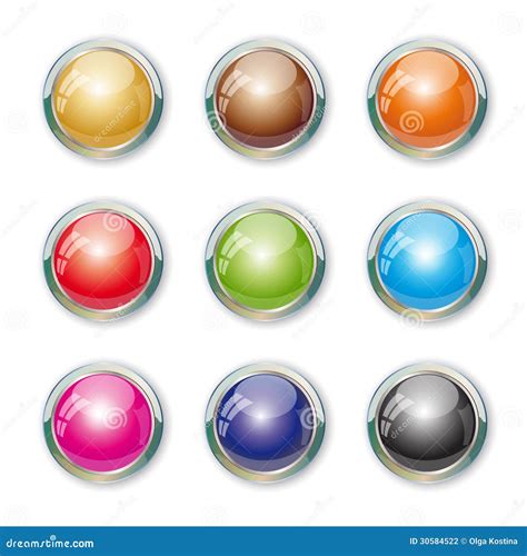 Set With Colorful Buttons Stock Vector Illustration Of Blank 30584522