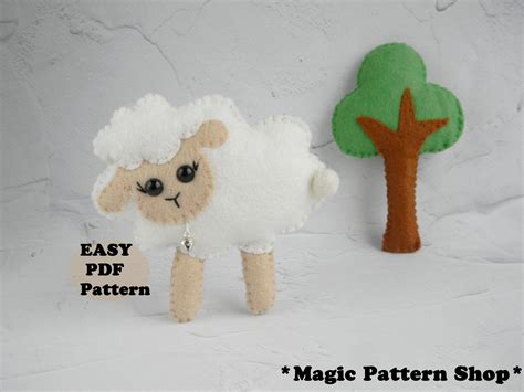 Sheep Felt Pdf Pattern Felt Lamb Ornament Pattern Sheep Sewing Etsy