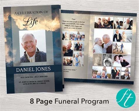 8 Page Sky Funeral Program Template Funeral Templates