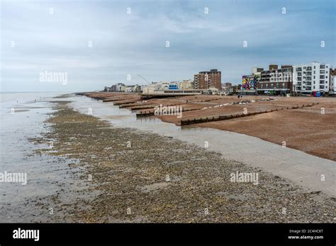 View Of Worthing Beach Looking West From Worthing Pier Worthing West Sussex England Uk