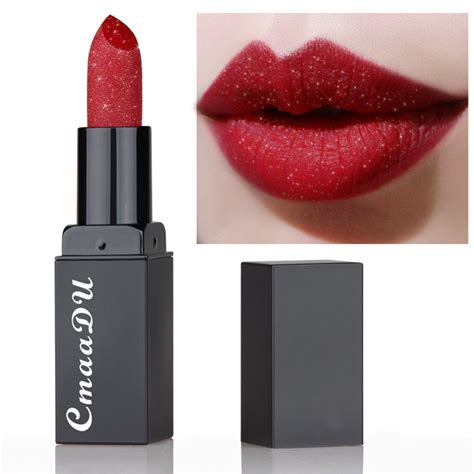 Brand New Glitter Lipstick Color Matte Red Lips Makeup