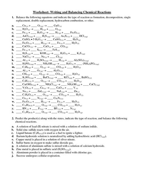 40 Extraordinary Classifying Chemical Reactions Worksheet — db-excel.com