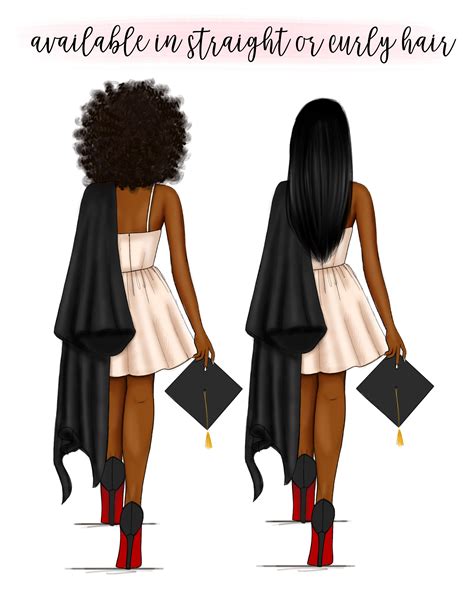 African American Graduation Card Fashion Illustration