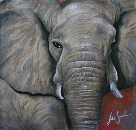 Elephant Closeup Oil And Pastel Painting By Julie Sneeden Africa