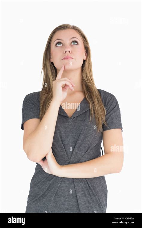 Woman Looking Up Stock Photo Alamy