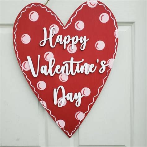 Valentine Door Hanger Heart Door Hanger Happy Valentines Etsy