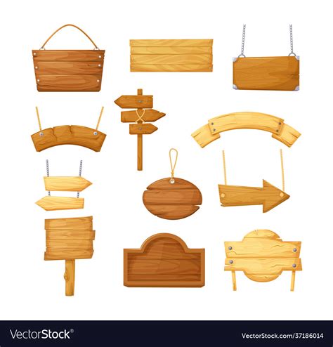 Wooden Sign Boards Blank Empty Planks Royalty Free Vector