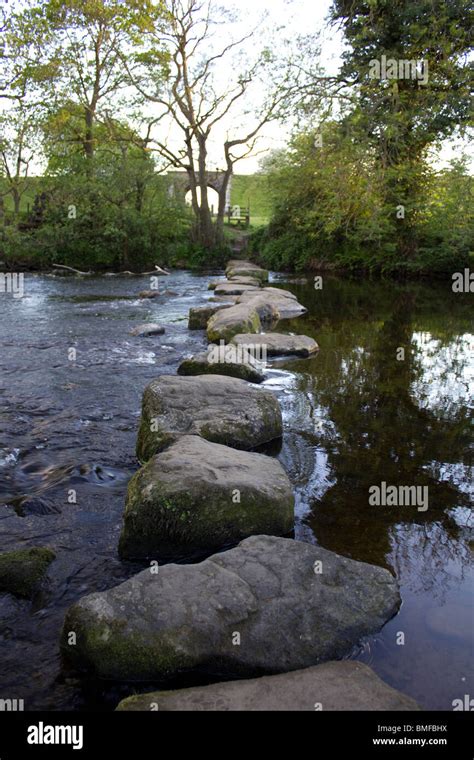 Stepping Stones Across The River Nidd Summerbridge Yorkshire England