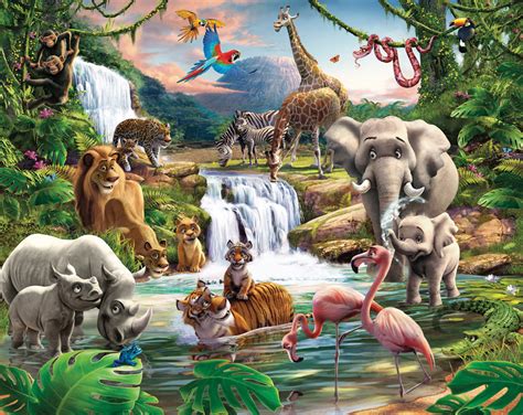 Jungle Animal Adventure Bedroom Mural Walltastic