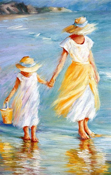 Mother And Daughter By September Mcgee Oil ~ 16 X 12 Canvas