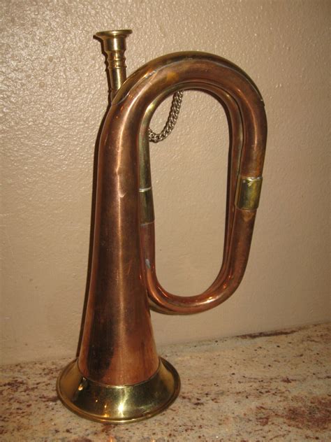 Vintage Copper Plated Brass Bugle Us Military Cavalry Horn Christmas