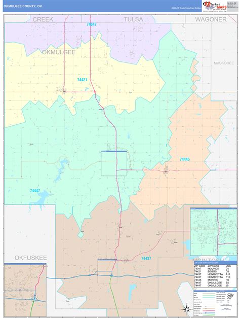 Okmulgee County Ok Wall Map Color Cast Style By Marketmaps