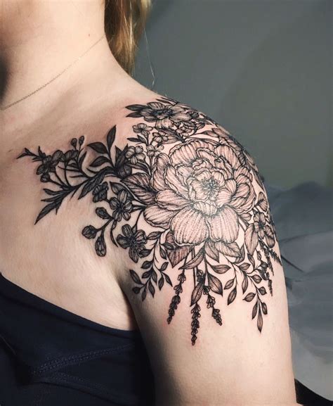 flower shoulder tattoos for females
