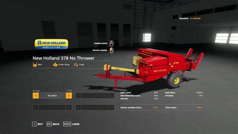 New Holland 378 Baler With Options V1200 For Ls 19 Farming