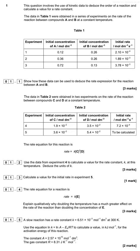 Includes full worked solutions to recent 2014. A-Level AQA Chemistry Maths Paper 2 Specimen