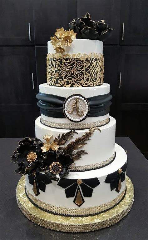 Black And Gold Wedding Cake