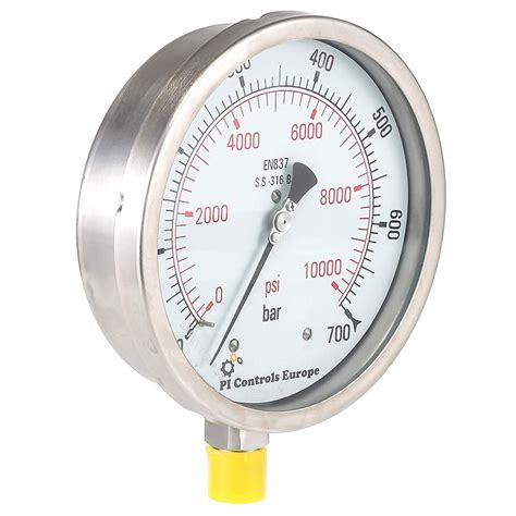 Pi Controls Europe Full Stainless Steel Pressure Gaugesize 150 Mm