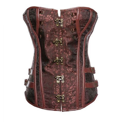Women Sexy Underbust Brown Steampunk Corset Bustiers And Corsets Goth