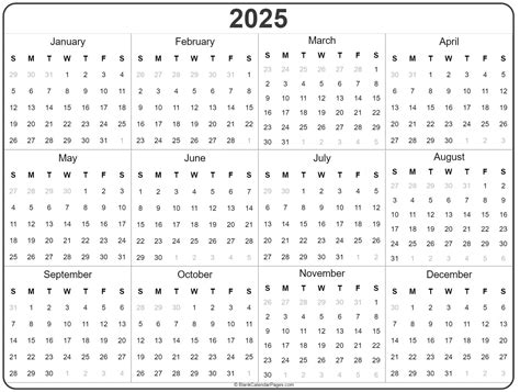 Calendar 2021 To 2025 Example Calendar Printable