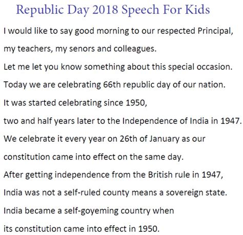 Republic Day Speech In English 2018 For Kids School Students Teachers
