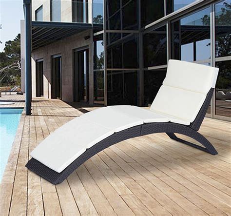 outsunny folding outdoor patio rattan wicker sofa chaise