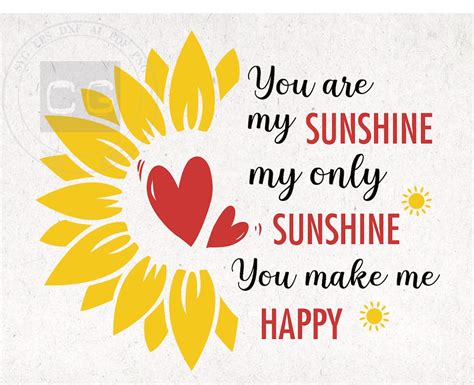 You Are My Sunshine Svg Png Eps Cut File Sunflower Svg Clip Etsy