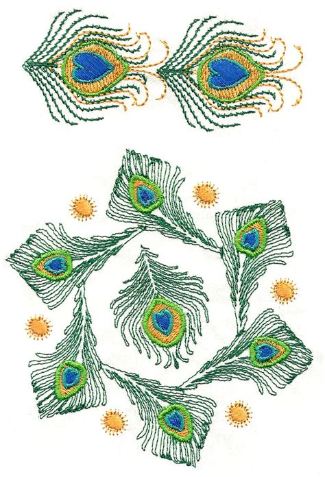 Peacock Feather Borders Machine Embroidery Designs Etsy