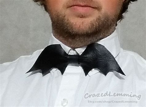 Leather Bat Bow Tie Handmade Mens Accessories Etsy