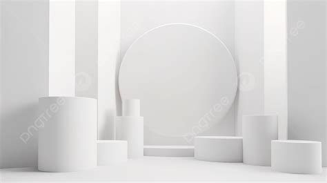 Geometric Cylinder Podium In A Minimal Abstract Scene 3d Render On