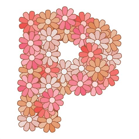 Premium Vector Floral Flower Alphabet Letter P