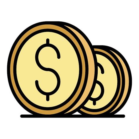 dollar münzen symbol umriss des dollar münzen vektorsymbols in farbe flach isoliert premium