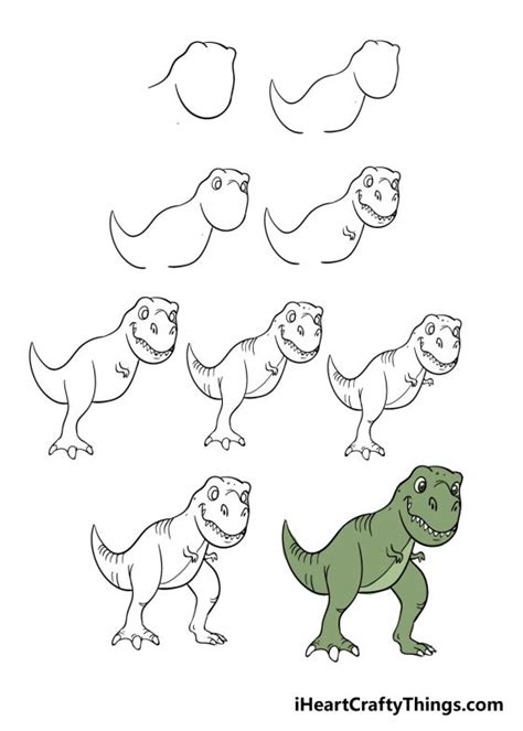 T Rex Drawing How To Draw T Rex Step By Step
