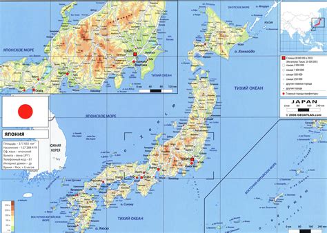Япония карта на русском языке и географическое описание страны - Карта мира
