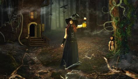 Fairy Tales The Witch Witchs House Mystical Halloween Fairytale