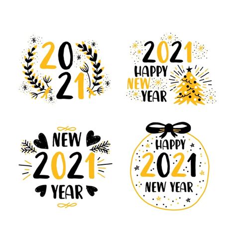 Free Vector Flat Design New Year 2021 Labels Pack