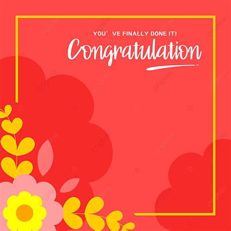 Congratulation Template Card Design On Red Background With Flower