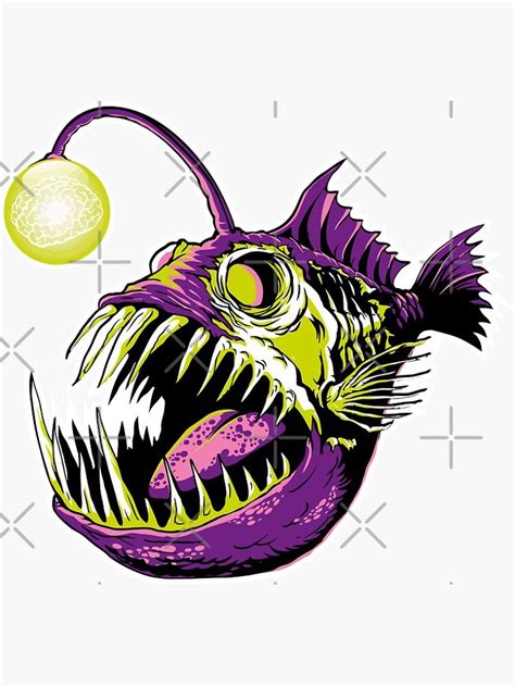 Scary And Creepy Angler Fish Sticker By Mynewdesigns Redbubble