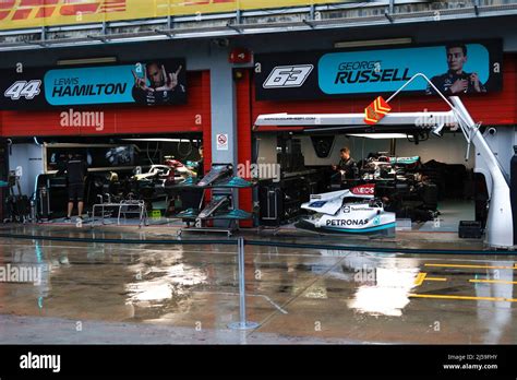 Imola Italy 21st Apr 2022 Garage Of Mercedes Amg Petronas F1 Team