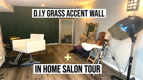 In Home Salon Tour Feat Diy Grass Wall Youtube