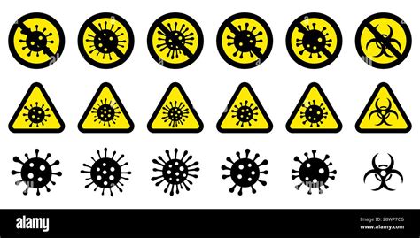 Conjunto De Signos De Advertencia De Coronavirus Símbolos De Virus En