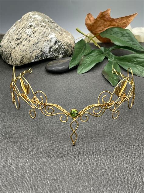 Woodland Peridot Wedding Tiara In Sterling Silver With 24k Gold Overlay
