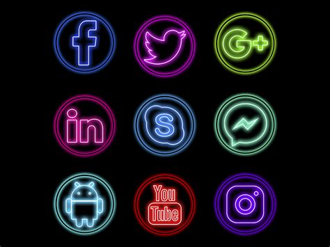 Neon Social Media Logos