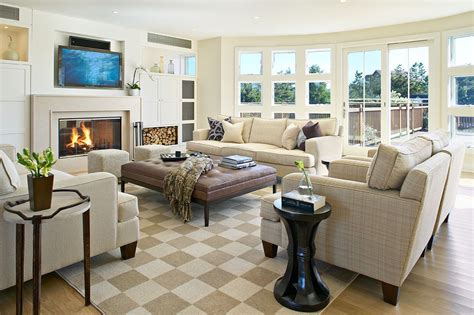 New York Bm Linen White Living Room Beach Style With Checker Pattern